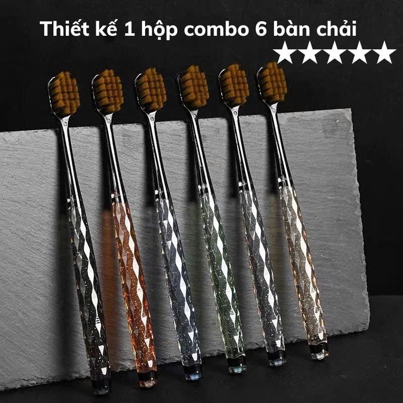 SET 6 CÁI KÈM HỘP Bàn chải đánh răng màu pha lê