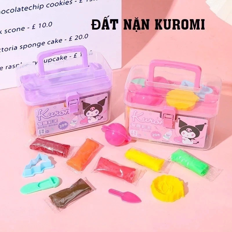 Hộp đất nặn Kuromi 20 màu không chất phụ gia không dính, an toàn cho bé