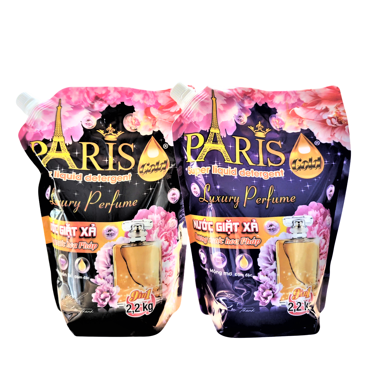 TÚI Nước giặt xả Paris hương nước hoa 2.2kg – Túi nước giặt 9in1 tiết kiệm, thơm lâu