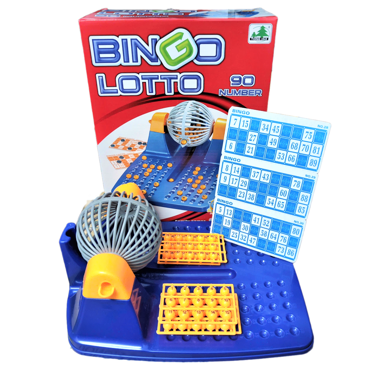 Cờ Lô Tô 90 Số BINGO LOTTO HỘP ĐỎ – Lồng Quay Lô Tô Nhựa,Lồng Quay Xổ Số Loto